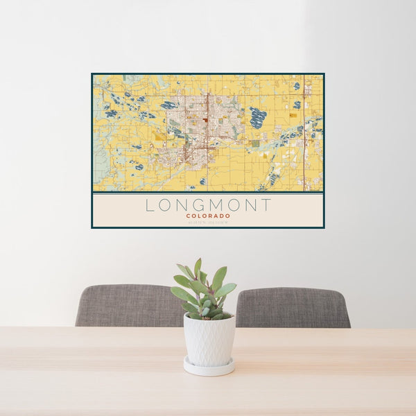 Longmont - Colorado Map Print in Woodblock
