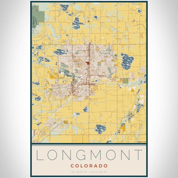 Longmont - Colorado Map Print in Woodblock