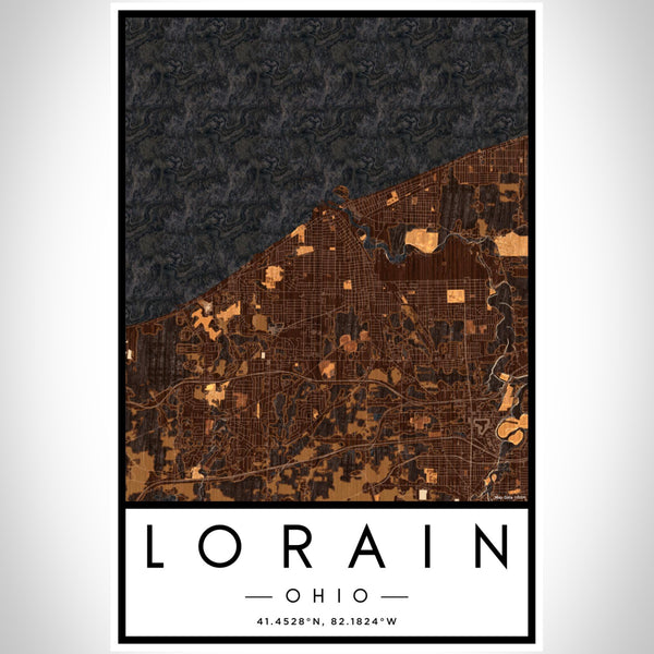 Lorain - Ohio Map Print in Ember