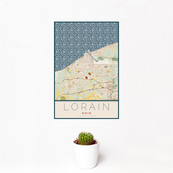 Lorain - Ohio Map Print in Woodblock
