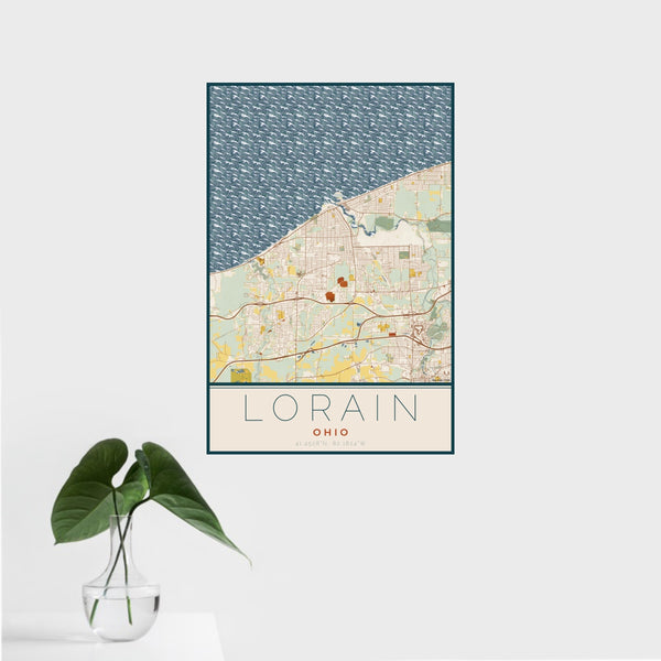Lorain - Ohio Map Print in Woodblock