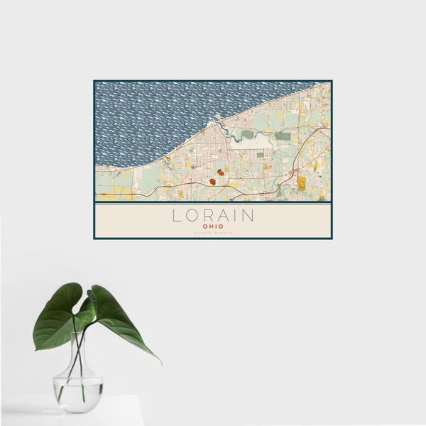 Lorain - Ohio Map Print in Woodblock