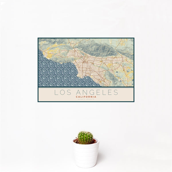 Los Angeles - California Map Print in Woodblock
