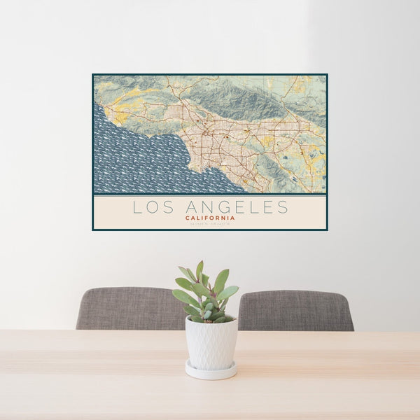 Los Angeles - California Map Print in Woodblock