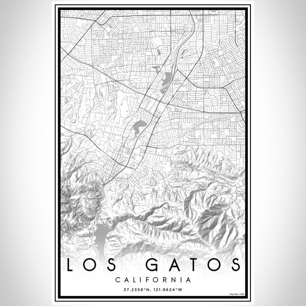Los Gatos California Map Print Portrait Orientation in Classic Style With Shaded Background