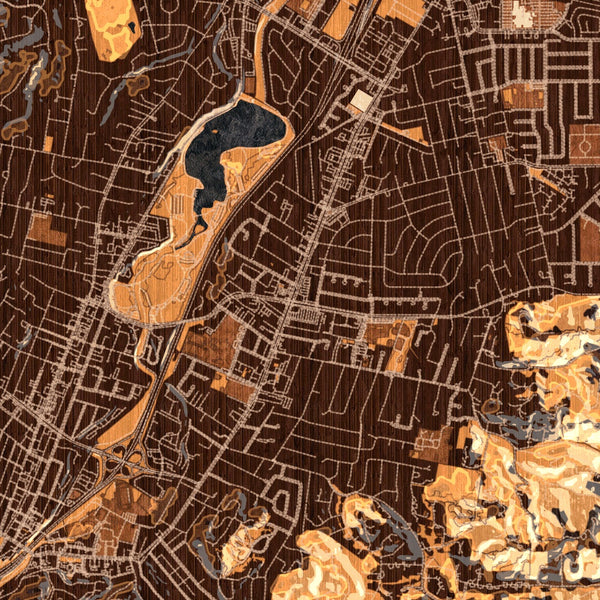 Los Gatos California Map Print in Ember Style Zoomed In Close Up Showing Details