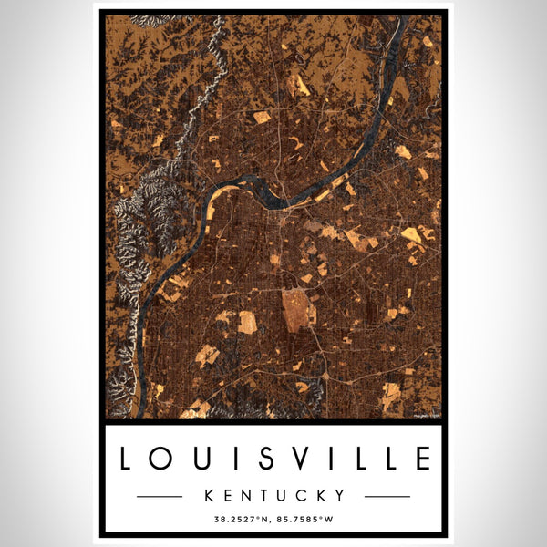 Louisville - Kentucky Map Print in Ember
