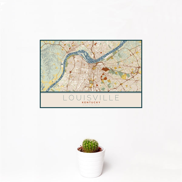 Louisville - Kentucky Map Print in Woodblock