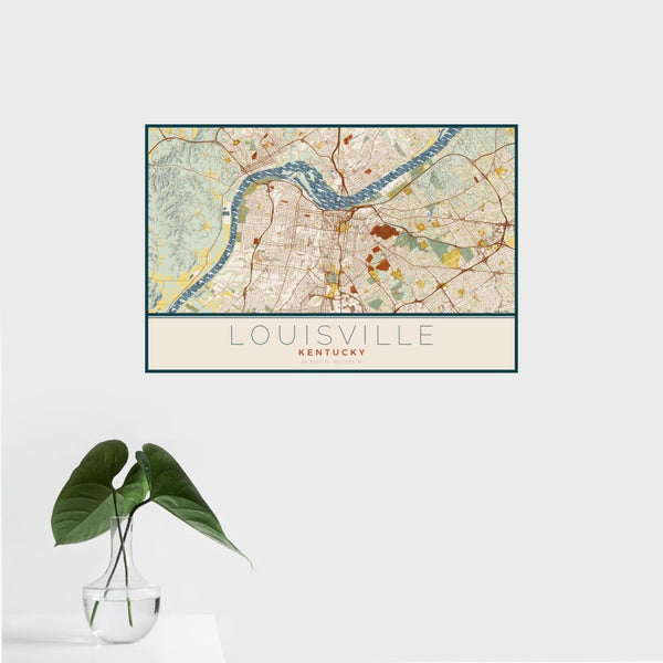 Louisville - Kentucky Map Print in Woodblock
