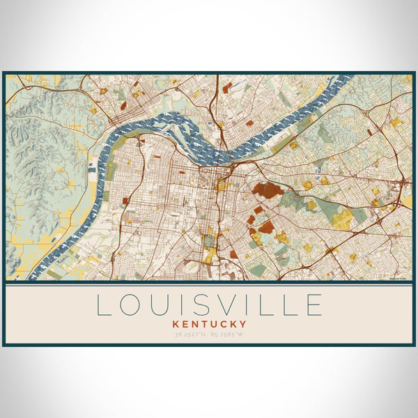 Louisville - Kentucky Map Print in Woodblock
