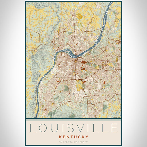 Louisville - Kentucky Map Print in Woodblock