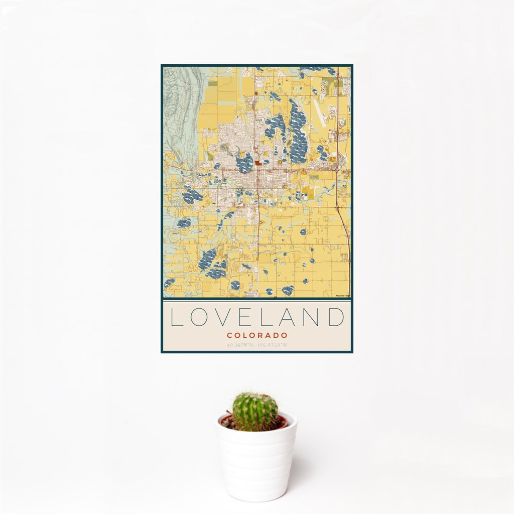 Loveland - Colorado Map Print in Woodblock