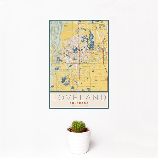 Loveland - Colorado Map Print in Woodblock