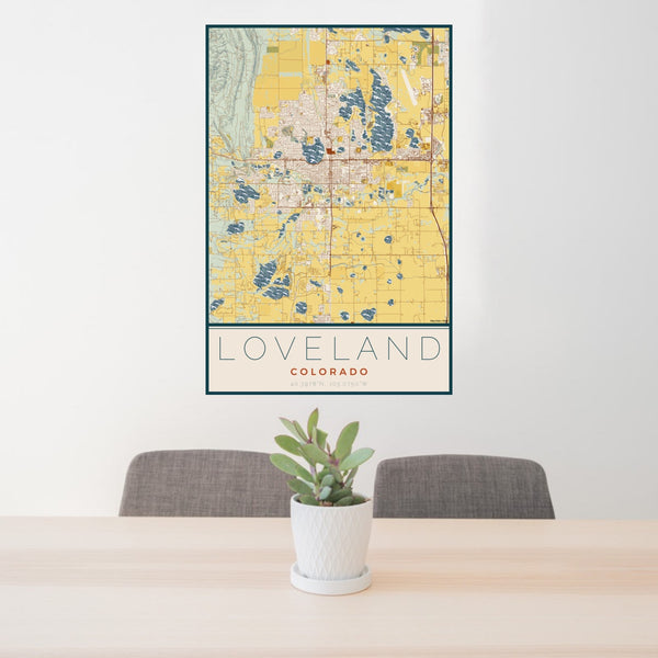 Loveland - Colorado Map Print in Woodblock
