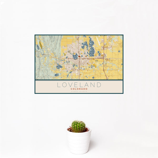 Loveland - Colorado Map Print in Woodblock