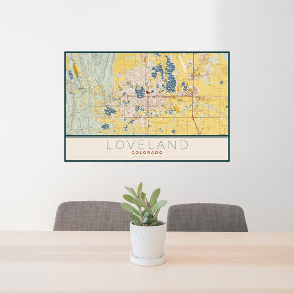 Loveland - Colorado Map Print in Woodblock