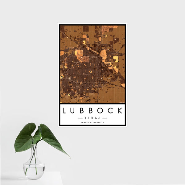 Lubbock - Texas Map Print in Ember