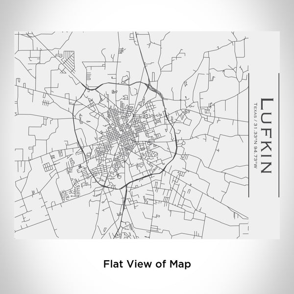 Rendered View of Lufkin Texas Map Engraving on 20oz Stainless Steel Insulated Bottle with Bamboo Top in White