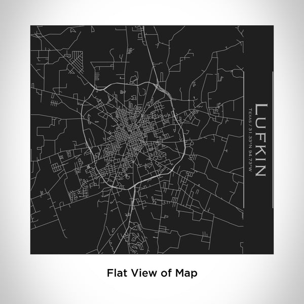 Rendered View of Lufkin Texas Map Engraving on 17oz Stainless Steel Insulated Tumbler in Black