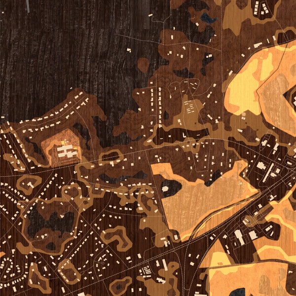 Lugoff South Carolina Map Print in Ember Style Zoomed In Close Up Showing Details