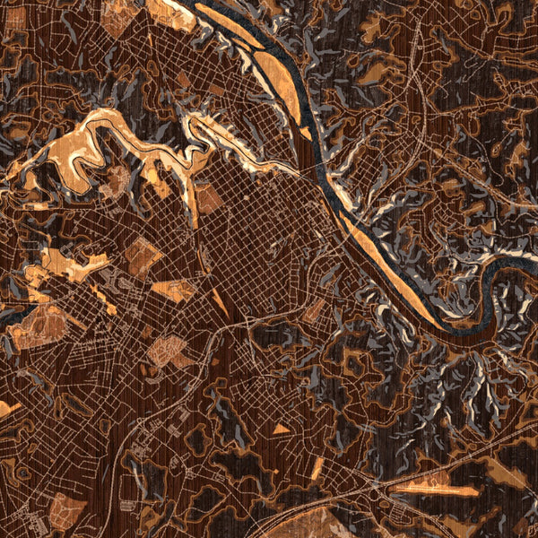 Lynchburg - Virginia Map Print in Ember