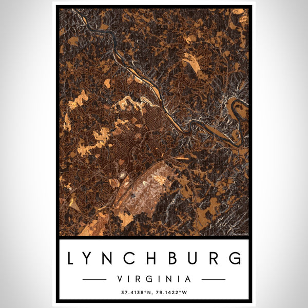 Lynchburg - Virginia Map Print in Ember