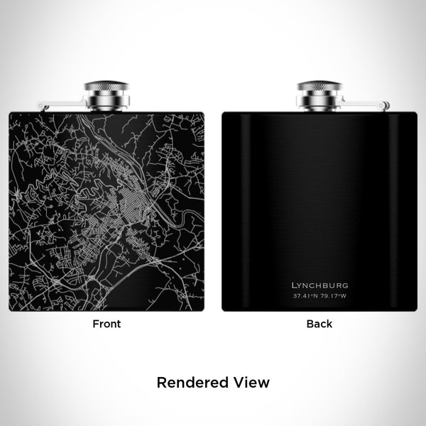 Lynchburg - Virginia Map Hip Flask in Matte Black
