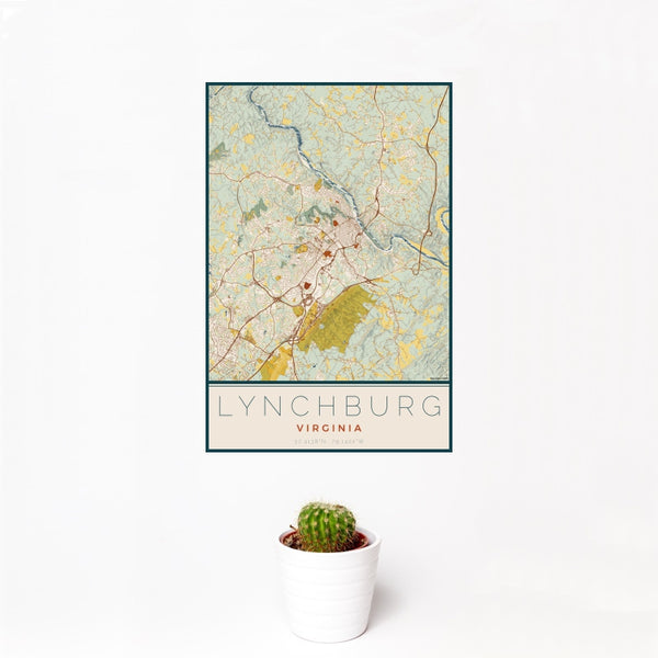 Lynchburg - Virginia Map Print in Woodblock