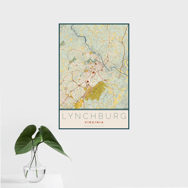Lynchburg - Virginia Map Print in Woodblock