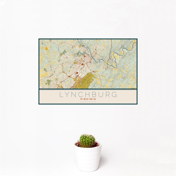 Lynchburg - Virginia Map Print in Woodblock