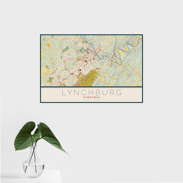 Lynchburg - Virginia Map Print in Woodblock