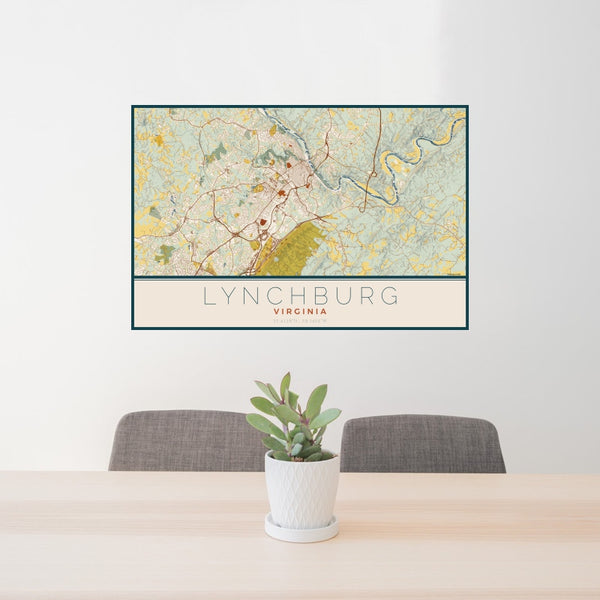 Lynchburg - Virginia Map Print in Woodblock