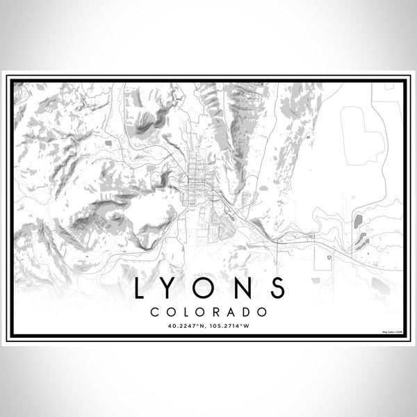 Lyons Colorado Map Print Landscape Orientation in Classic Style With Shaded Background