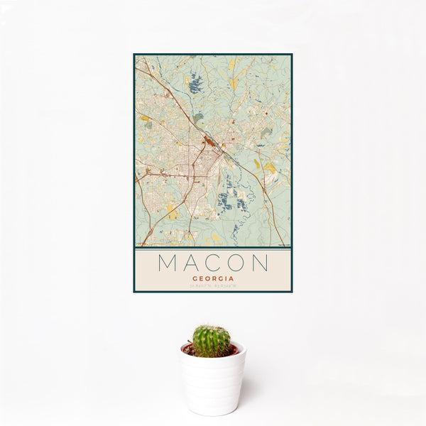 Macon - Georgia Map Print in Woodblock