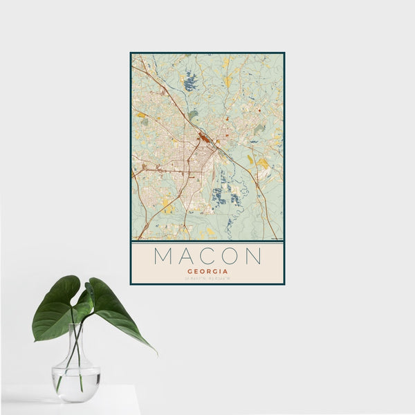Macon - Georgia Map Print in Woodblock