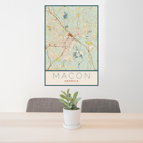 Macon - Georgia Map Print in Woodblock