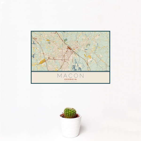 Macon - Georgia Map Print in Woodblock