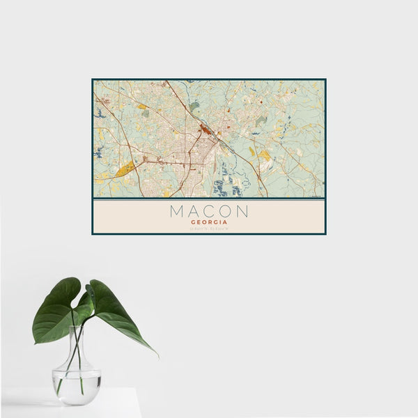 Macon - Georgia Map Print in Woodblock