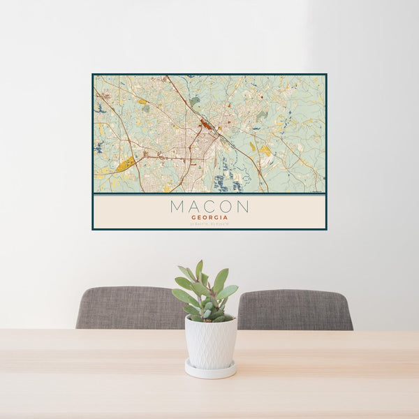 Macon - Georgia Map Print in Woodblock
