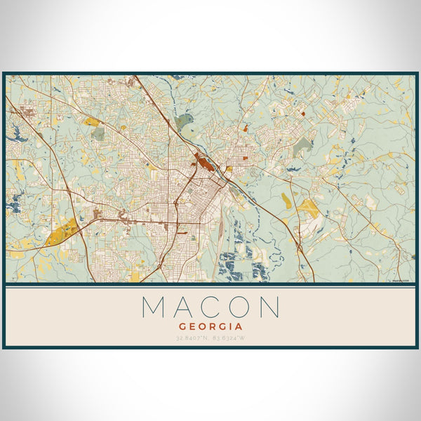 Macon - Georgia Map Print in Woodblock