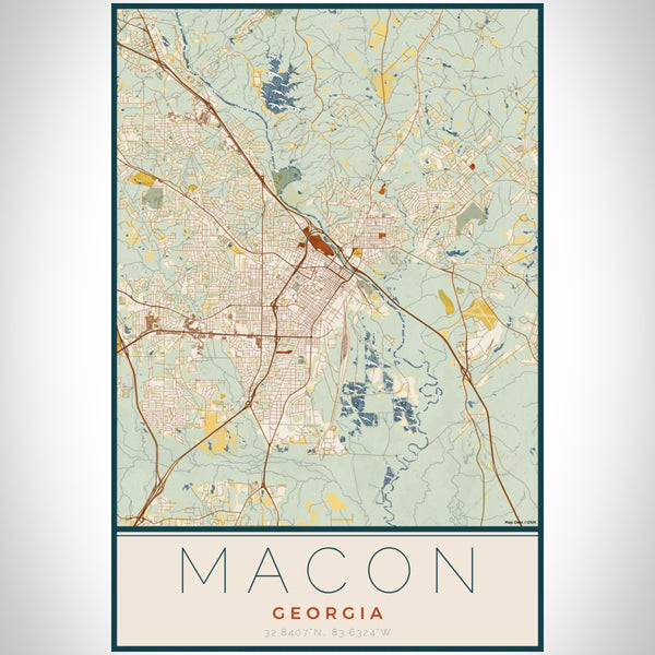 Macon - Georgia Map Print in Woodblock