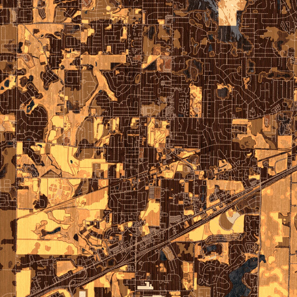 Madison Alabama Map Print in Ember Style Zoomed In Close Up Showing Details