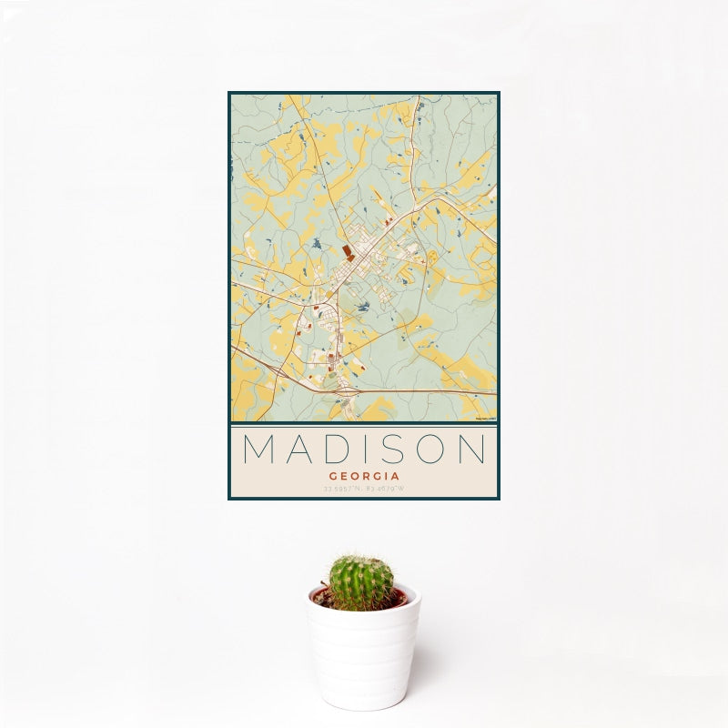 Madison - Georgia Map Print in Woodblock
