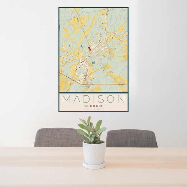 Madison - Georgia Map Print in Woodblock