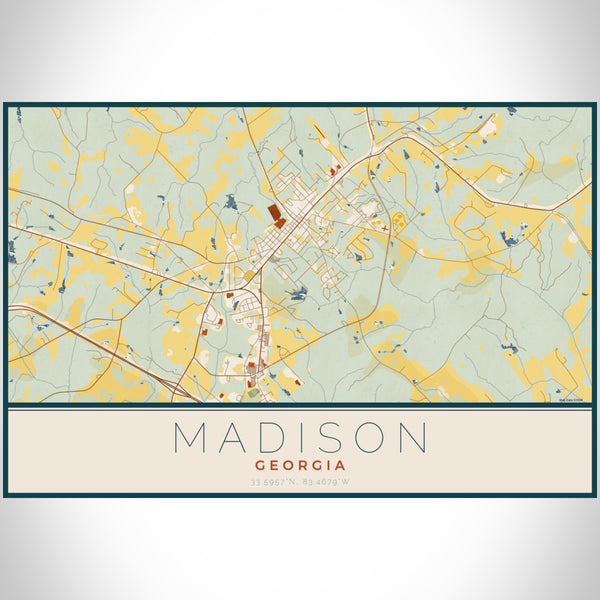 Madison - Georgia Map Print in Woodblock