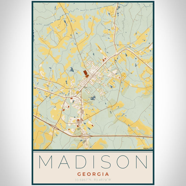 Madison - Georgia Map Print in Woodblock