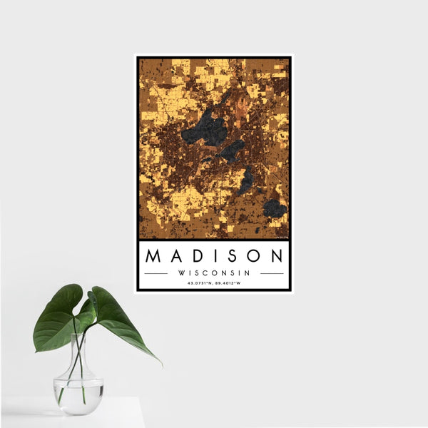 Madison - Wisconsin Map Print in Ember