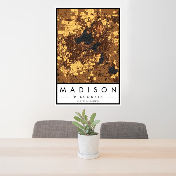 Madison - Wisconsin Map Print in Ember