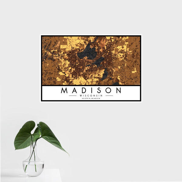 Madison - Wisconsin Map Print in Ember