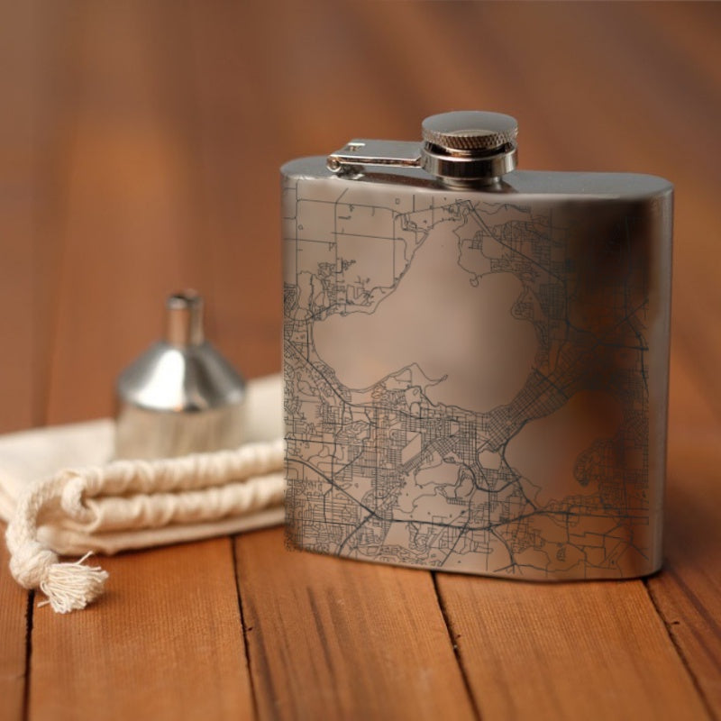 Madison - Wisconsin Map Hip Flask